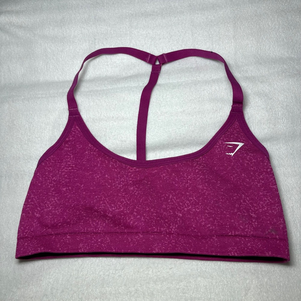 Gymshark Womens Seamless Strappy T-Back Sports Bra Magenta Pink Marl Size M